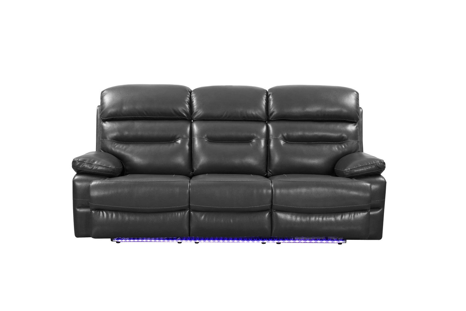 89" Gray Faux Leather USB Sofa With Black Legs-1