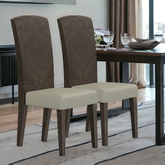 Set of Two Gray And Espresso Upholstered Dining Side Chairs - Loft&Timber