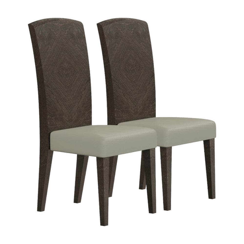 Set of Two Gray And Espresso Upholstered Dining Side Chairs - Loft&Timber