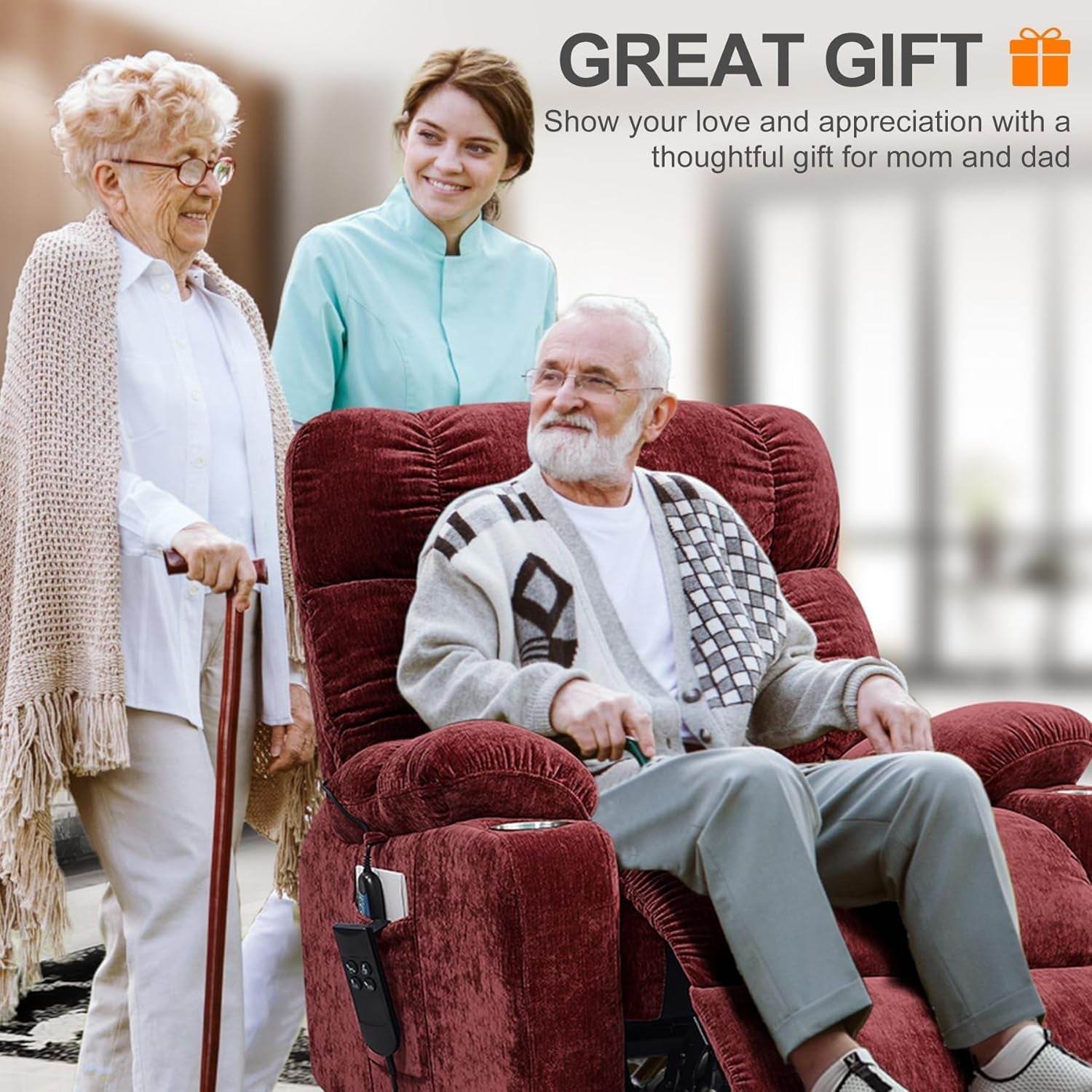 180 Degree Flat Sleeping Electric Dual OKIN Motor Lift Recliner Chair Red - Loft&Timber