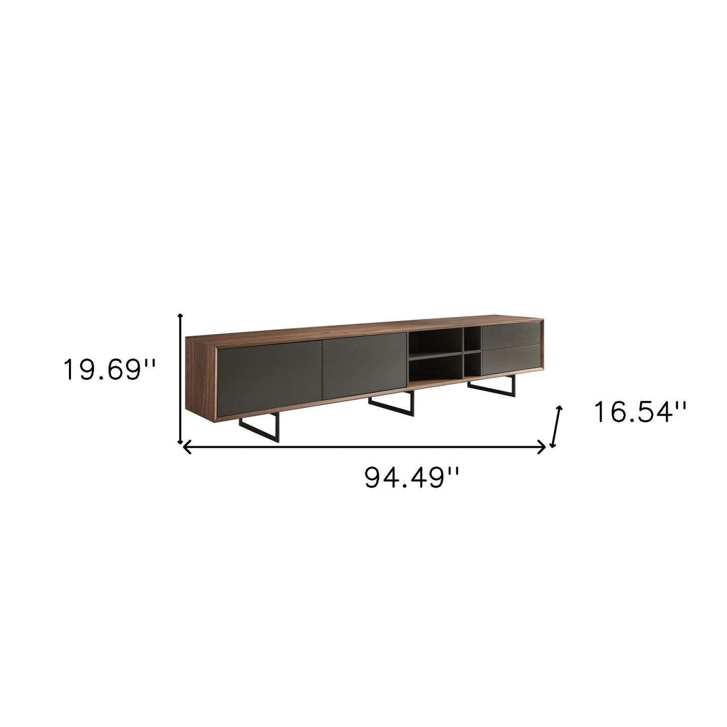 94" Gray Solid and Manufactured Wood Enclosed and Open Storage TV Stand-6