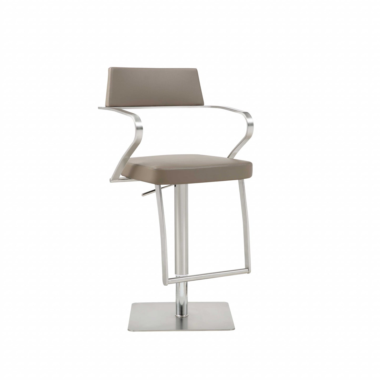 21 " Taupe And Silver Stainless Steel Bar Chair - Loft&Timber