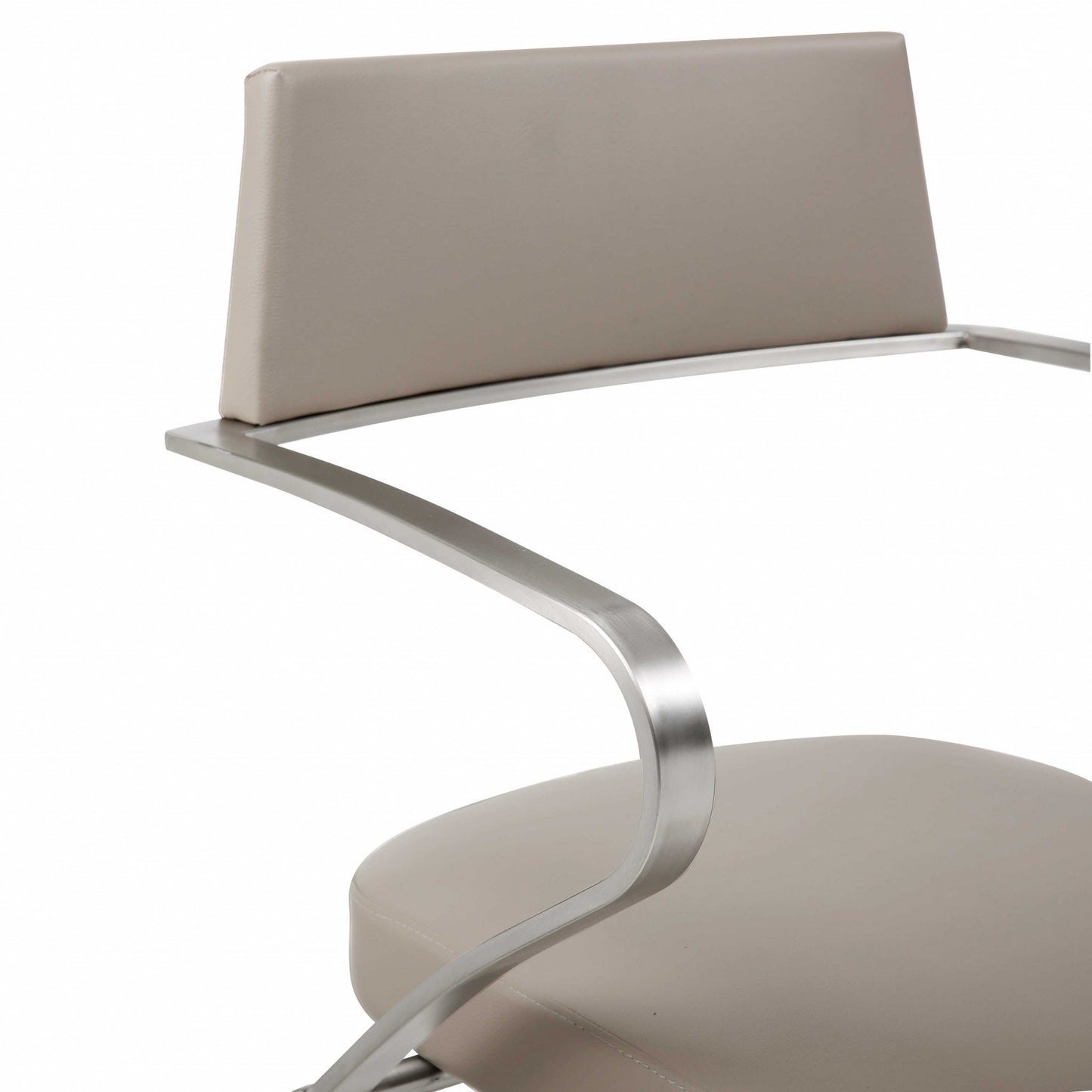 21 " Taupe And Silver Stainless Steel Bar Chair - Loft&Timber