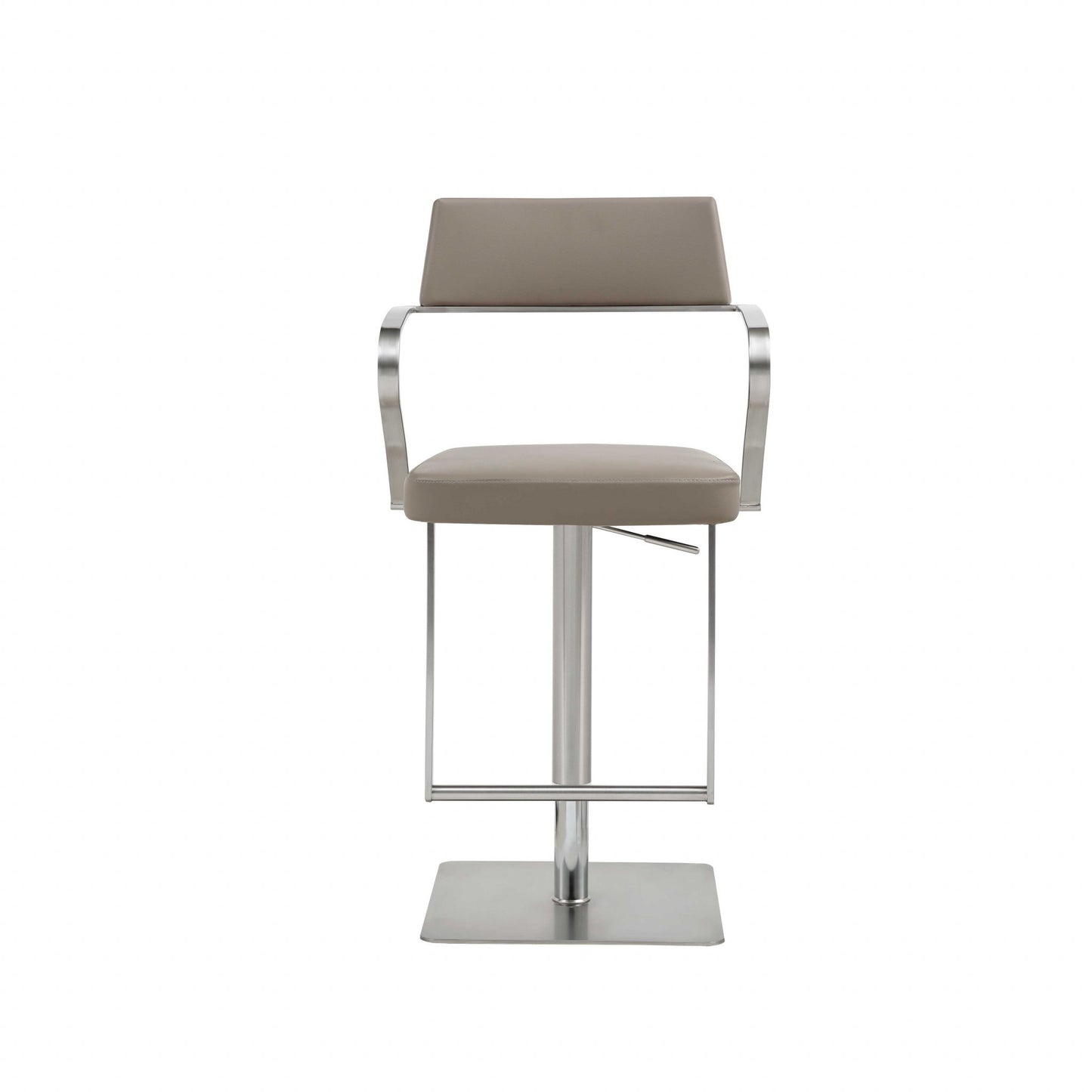 21 " Taupe And Silver Stainless Steel Bar Chair - Loft&Timber
