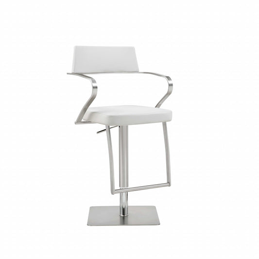 21 " White And Silver Stainless Steel Bar Chair - Loft&Timber