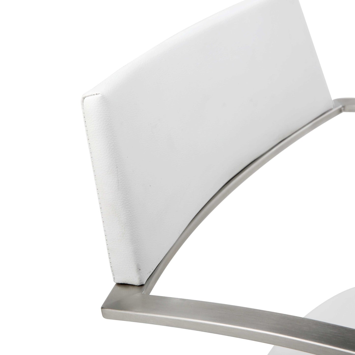 21 " White And Silver Stainless Steel Bar Chair - Loft&Timber