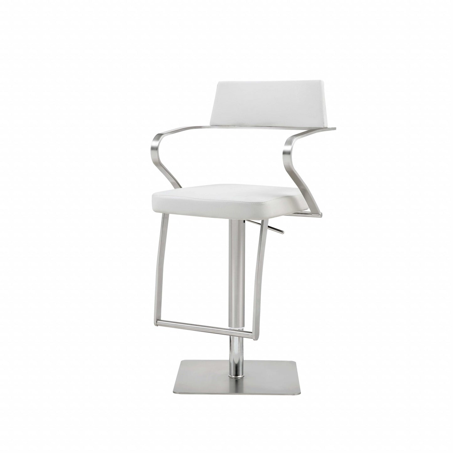 21 " White And Silver Stainless Steel Bar Chair - Loft&Timber