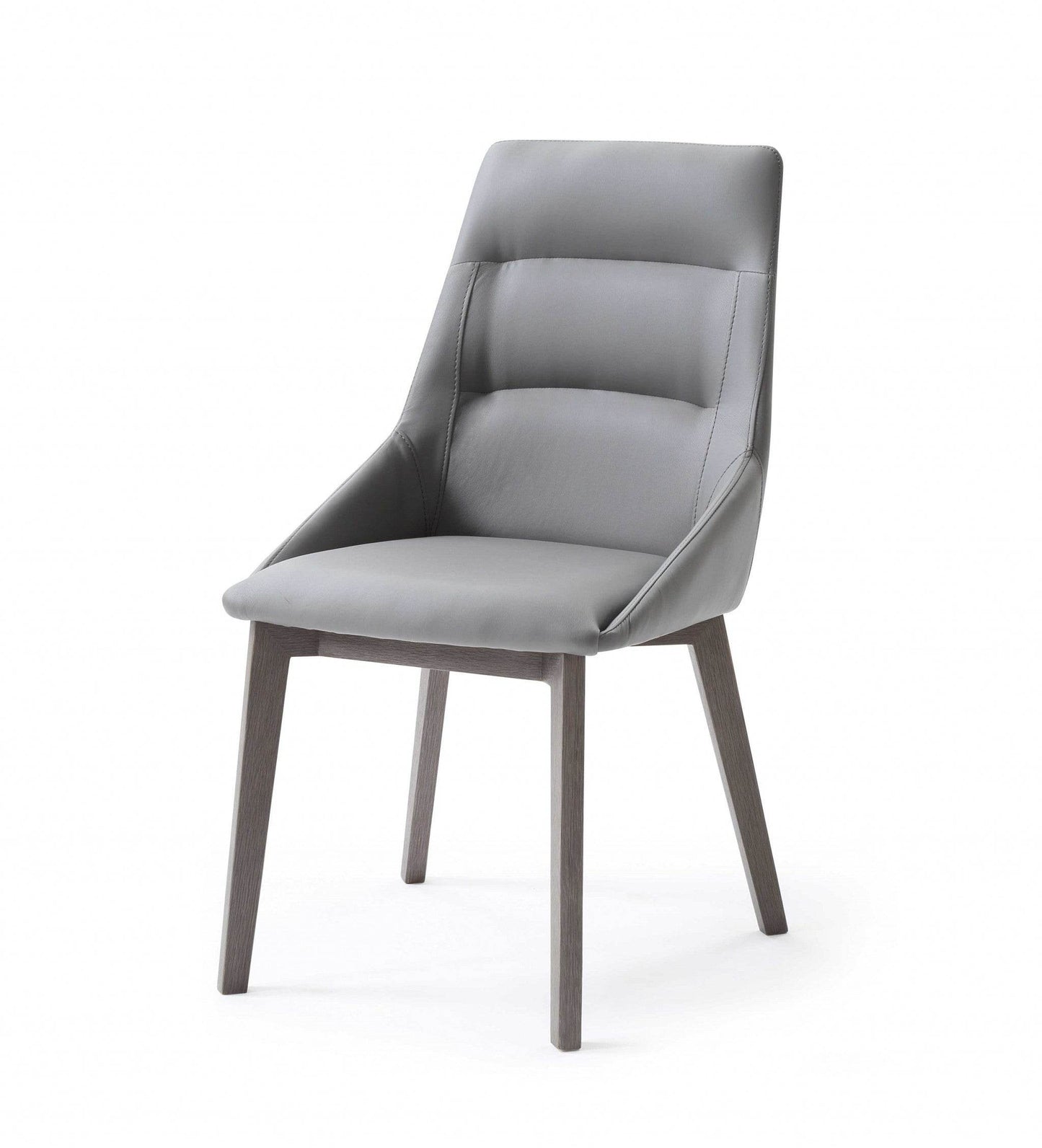 Set of Two Gray Upholstered Faux Leather Dining Side Chairs - Loft&Timber