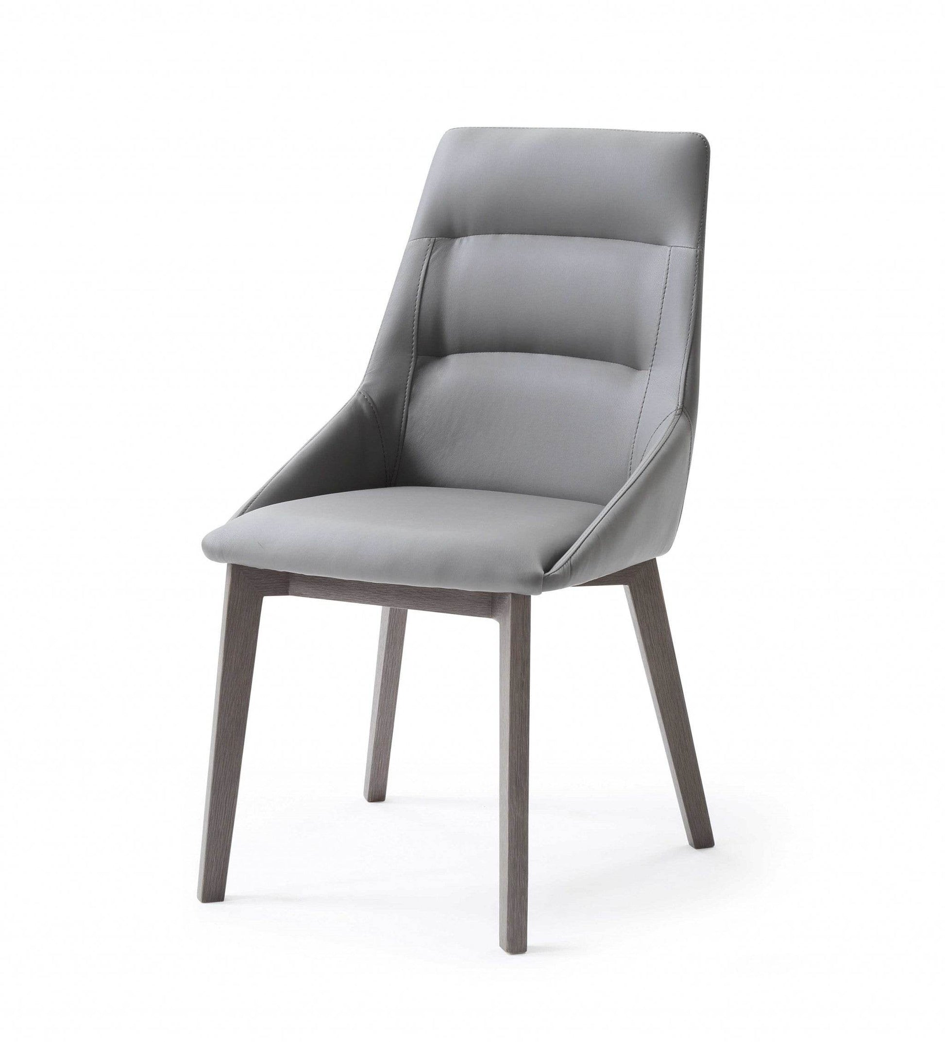 Set of Two Gray Upholstered Faux Leather Dining Side Chairs - Loft&Timber