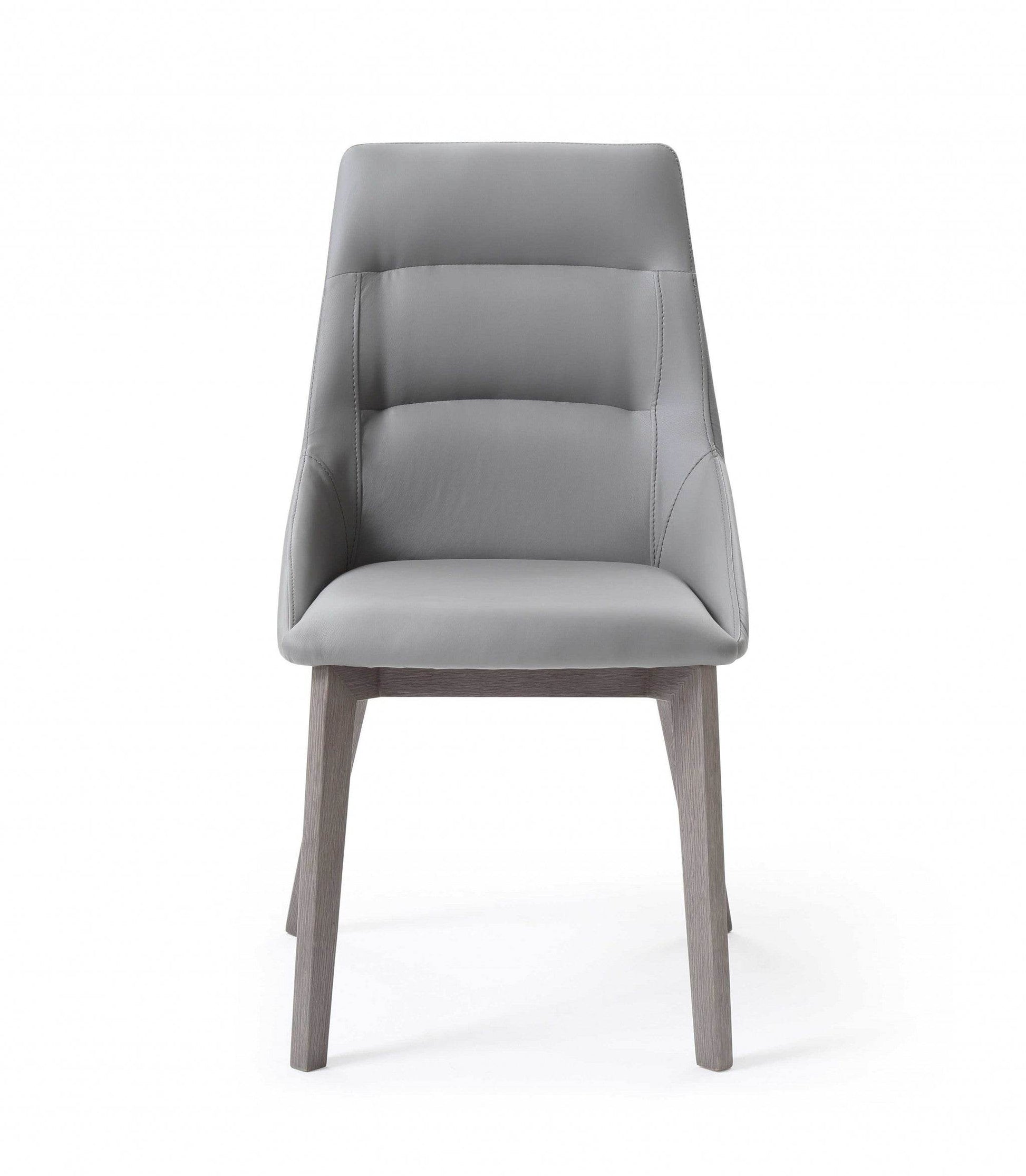 Set of Two Gray Upholstered Faux Leather Dining Side Chairs - Loft&Timber