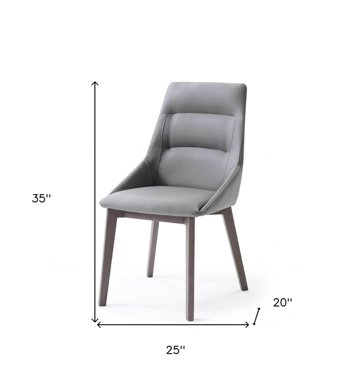 Set of Two Gray Upholstered Faux Leather Dining Side Chairs - Loft&Timber