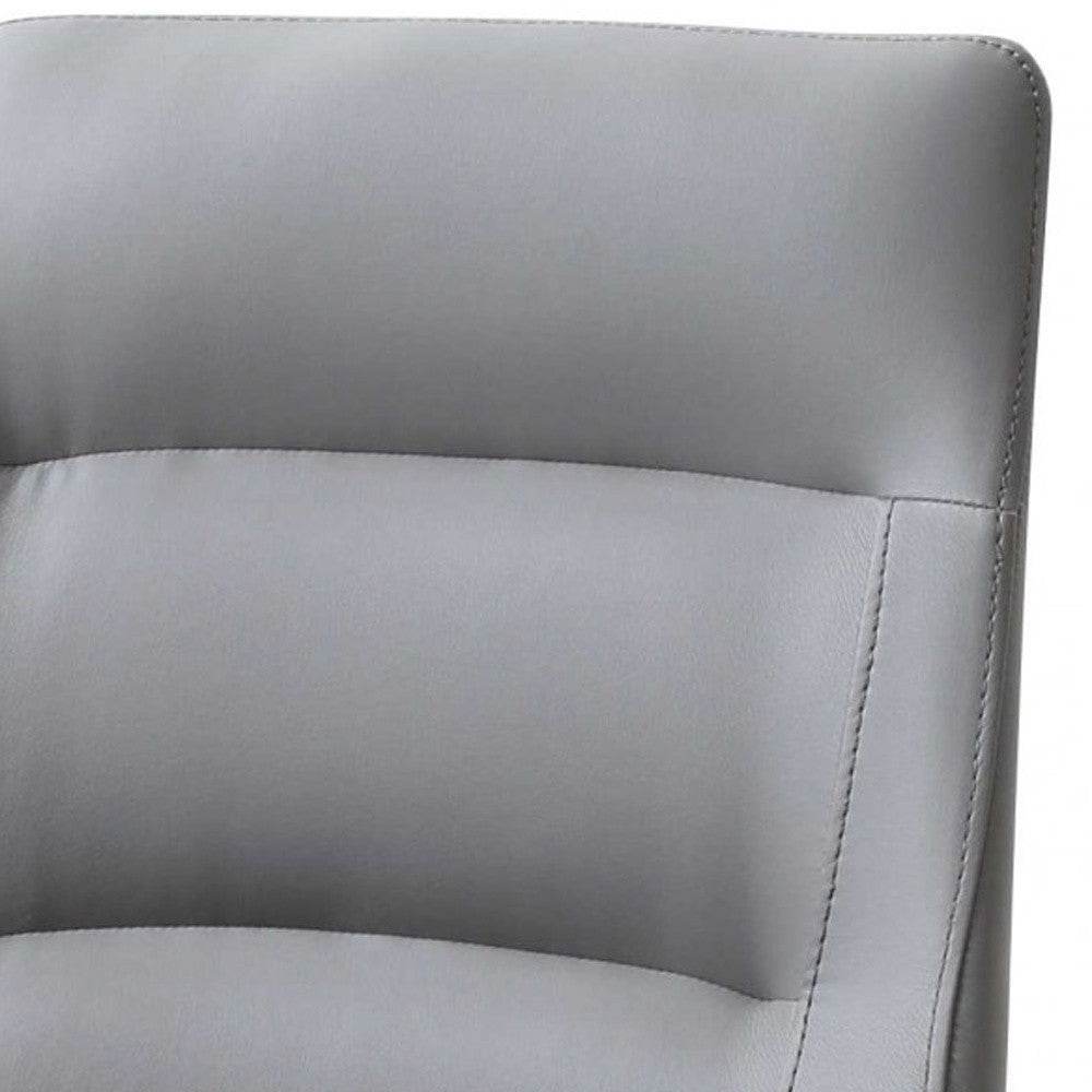 Set of Two Gray Upholstered Faux Leather Dining Side Chairs - Loft&Timber