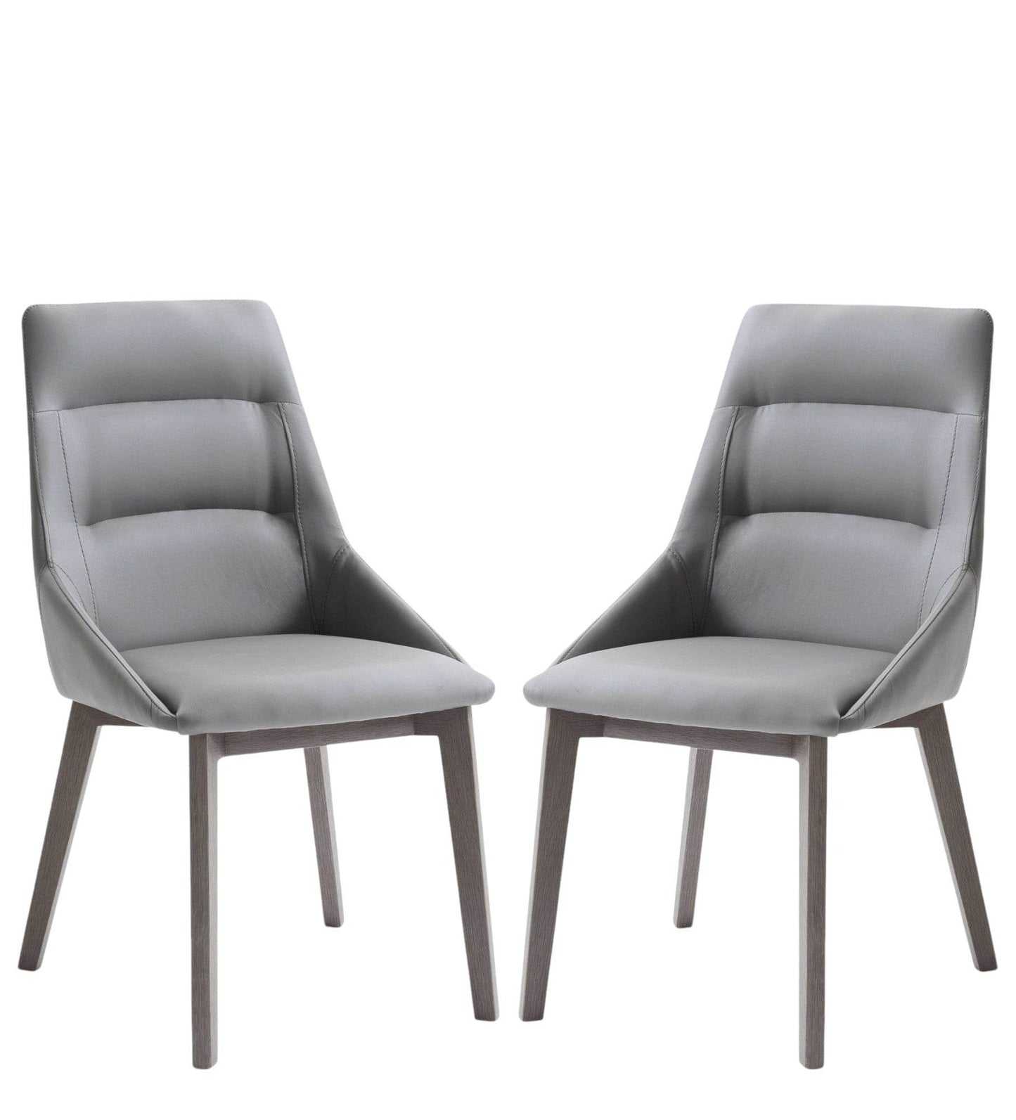 Set of Two Gray Upholstered Faux Leather Dining Side Chairs - Loft&Timber