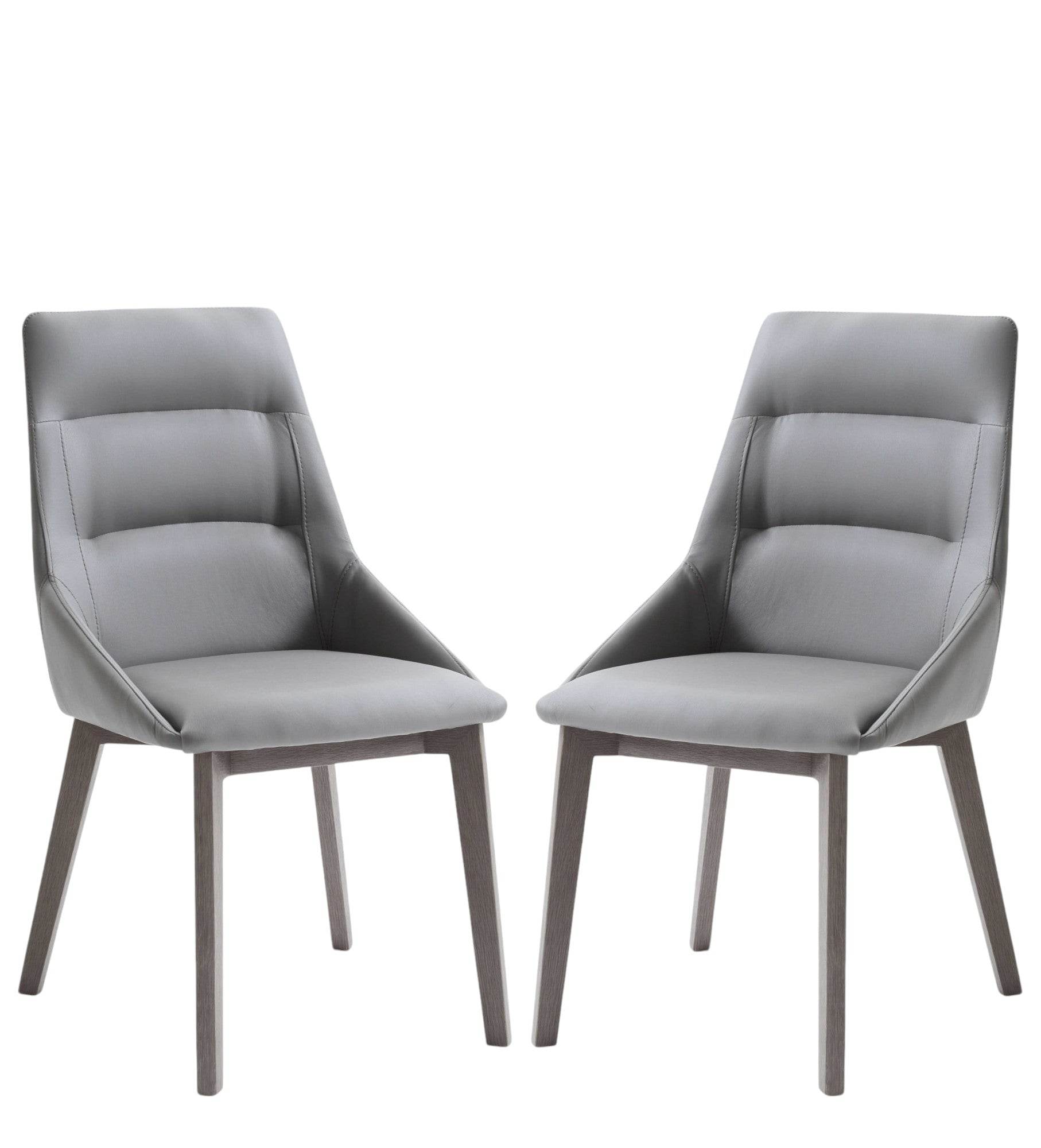 Set of Two Gray Upholstered Faux Leather Dining Side Chairs - Loft&Timber