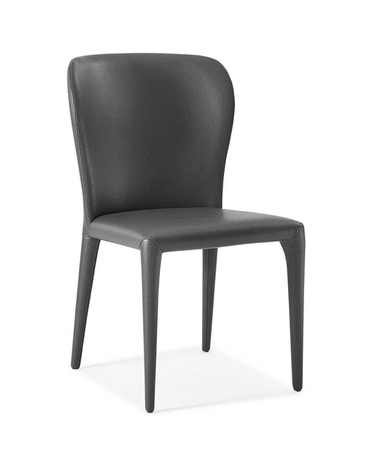 Set of Two Gray Upholstered Faux Leather Dining Side Chairs - Loft&Timber
