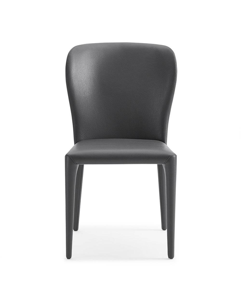 Set of Two Gray Upholstered Faux Leather Dining Side Chairs - Loft&Timber