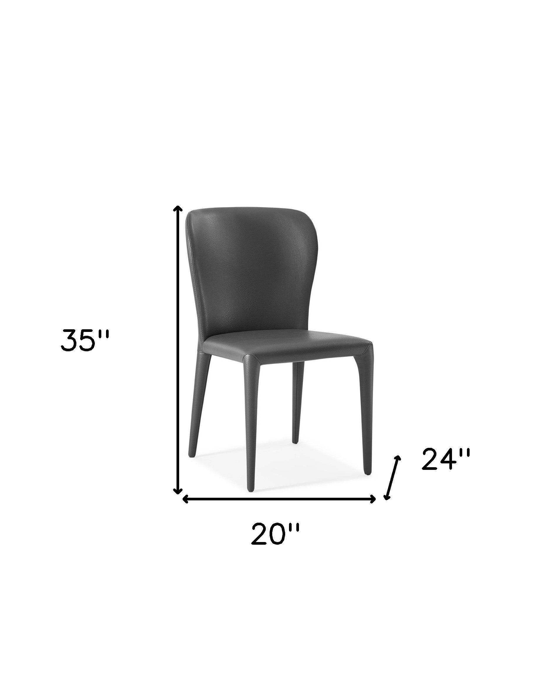 Set of Two Gray Upholstered Faux Leather Dining Side Chairs - Loft&Timber