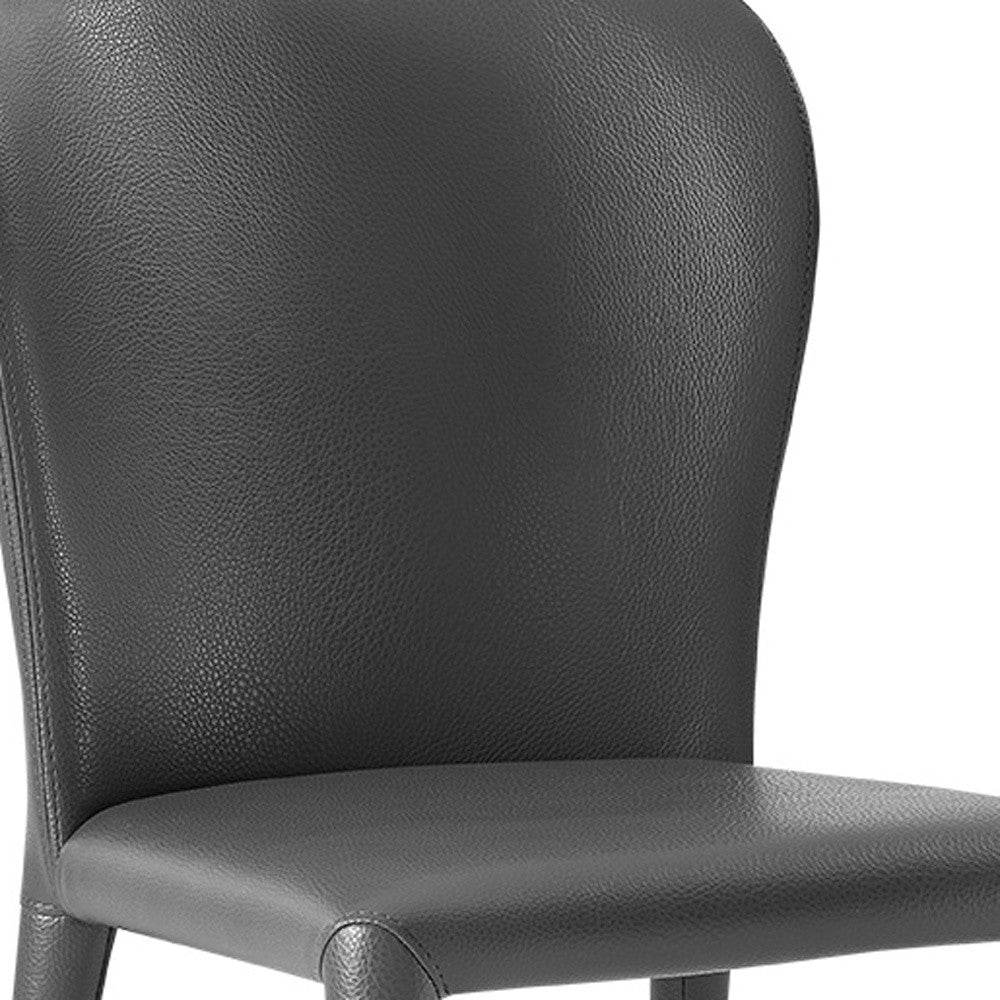 Set of Two Gray Upholstered Faux Leather Dining Side Chairs - Loft&Timber