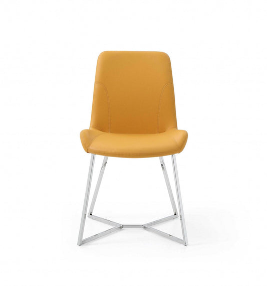 Set of Two Orange and Silver Upholstered Dining Side Chairs - Loft&Timber