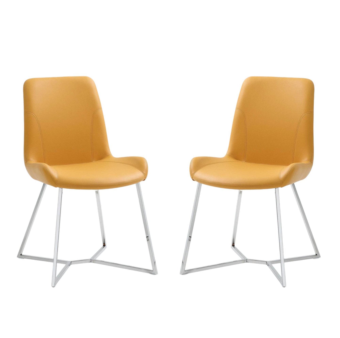 Set of Two Orange and Silver Upholstered Dining Side Chairs - Loft&Timber