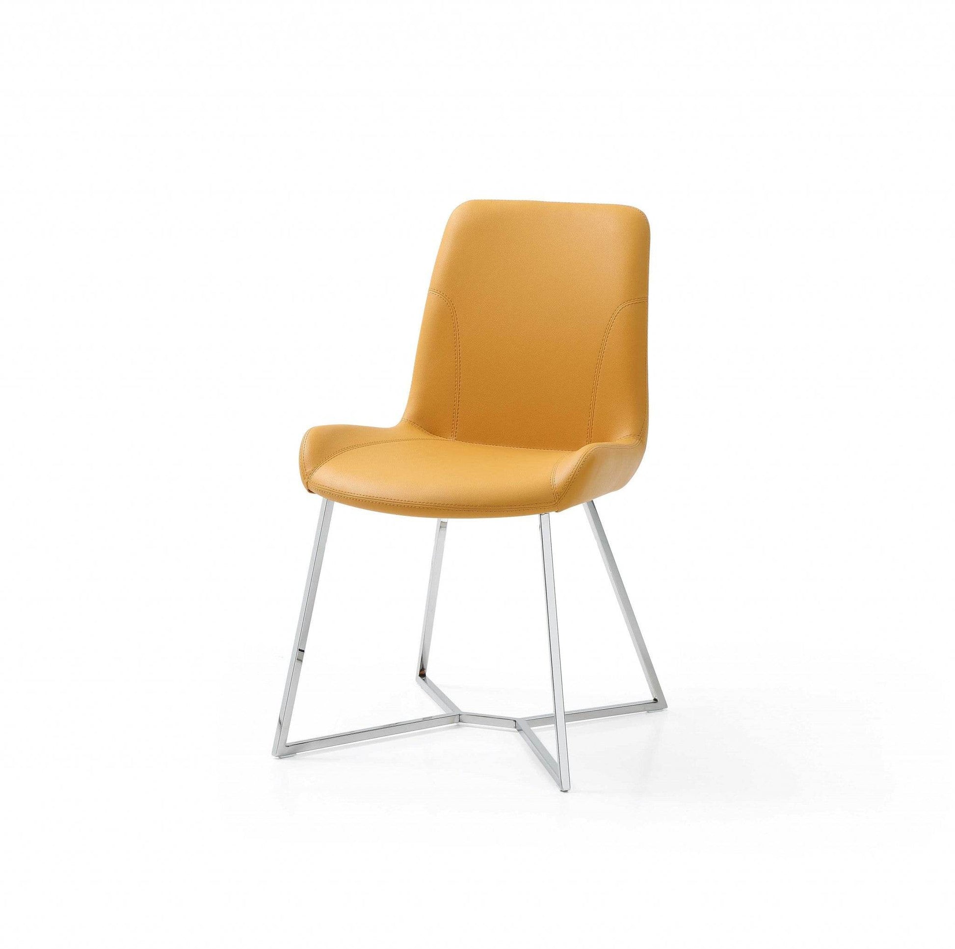 Set of Two Orange and Silver Upholstered Dining Side Chairs - Loft&Timber