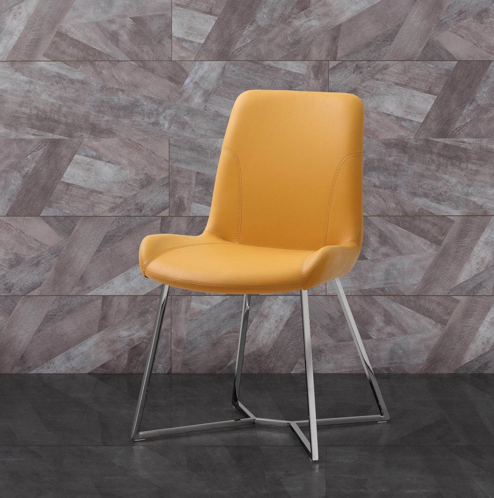 Set of Two Orange and Silver Upholstered Dining Side Chairs - Loft&Timber