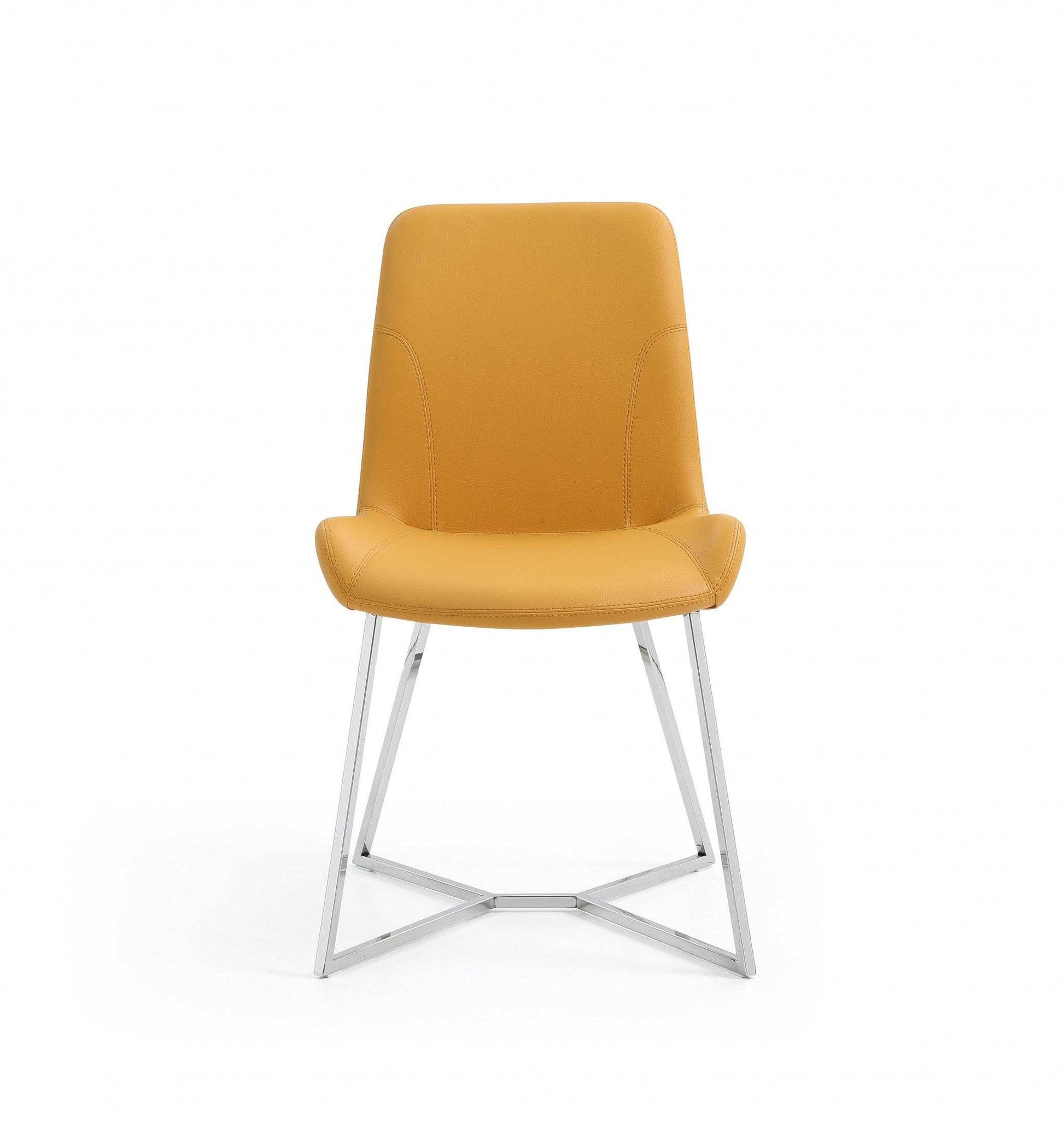 Set of Two Orange and Silver Upholstered Dining Side Chairs - Loft&Timber