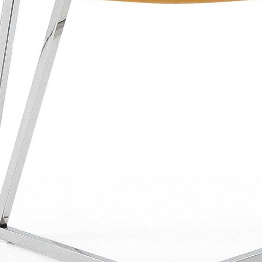 Set of Two Orange and Silver Upholstered Dining Side Chairs - Loft&Timber