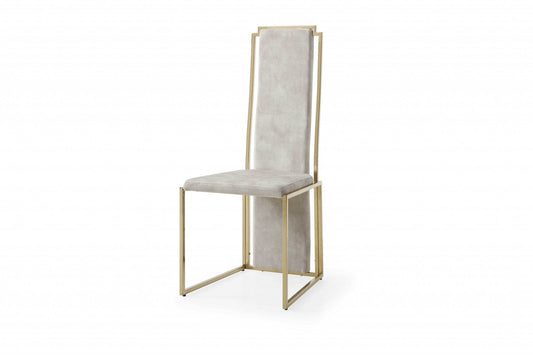 Set of Two Beige and Gold Upholstered Dining Side Chairs - Loft&Timber