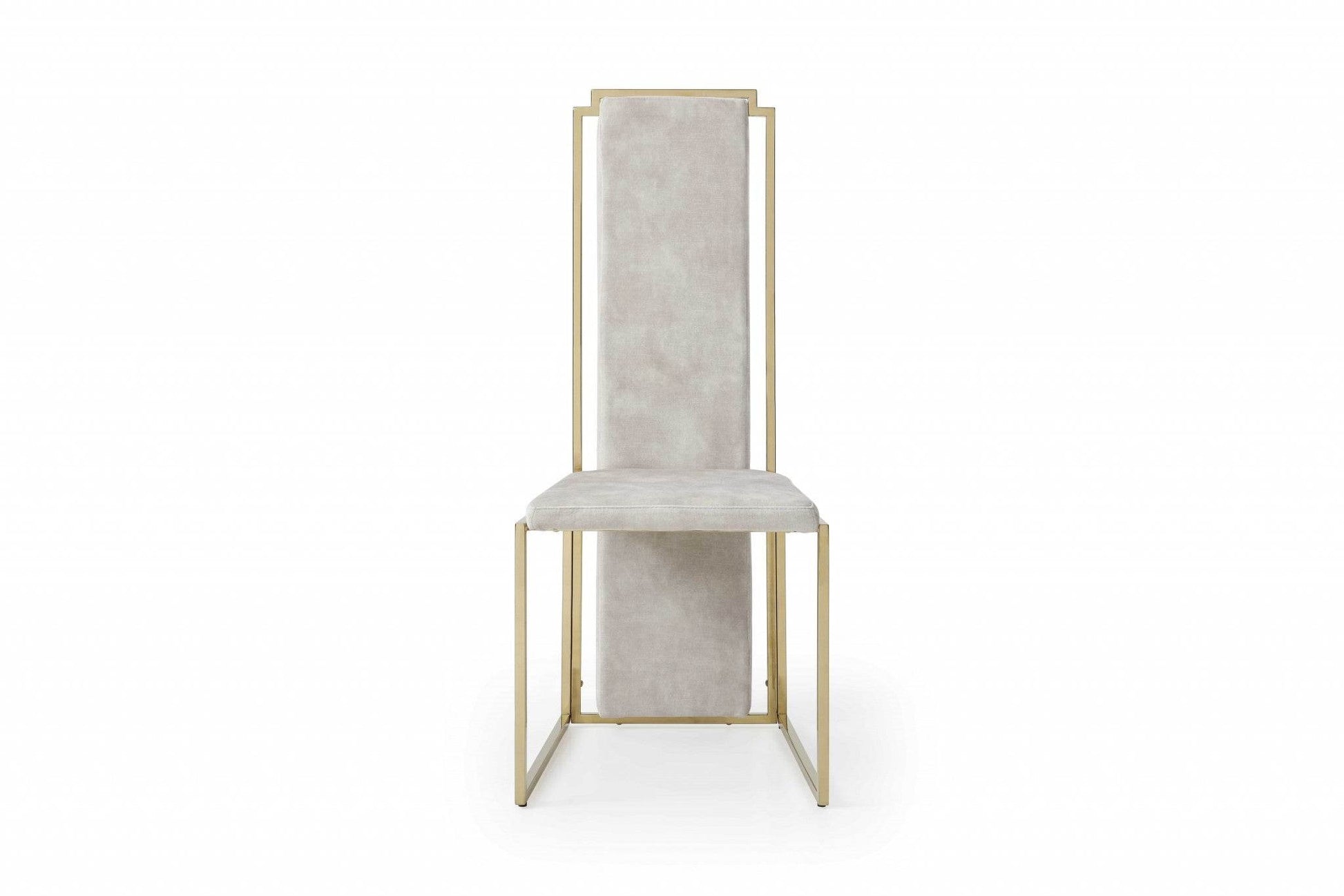 Set of Two Beige and Gold Upholstered Dining Side Chairs - Loft&Timber