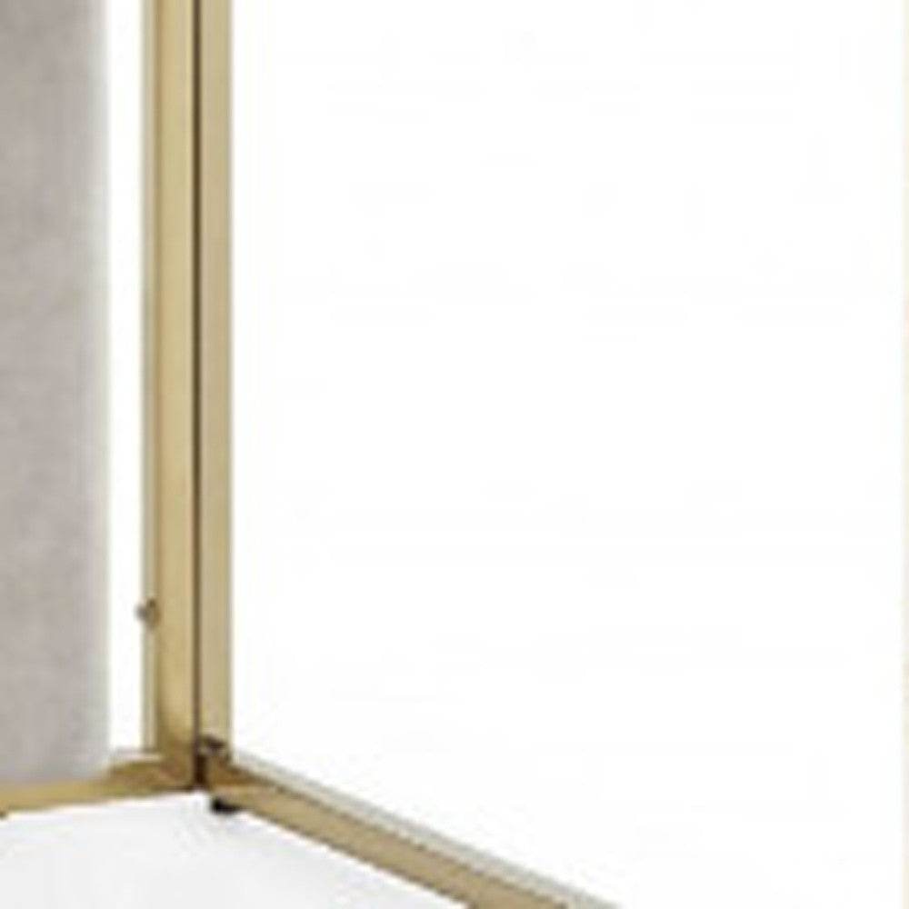 Set of Two Beige and Gold Upholstered Dining Side Chairs - Loft&Timber