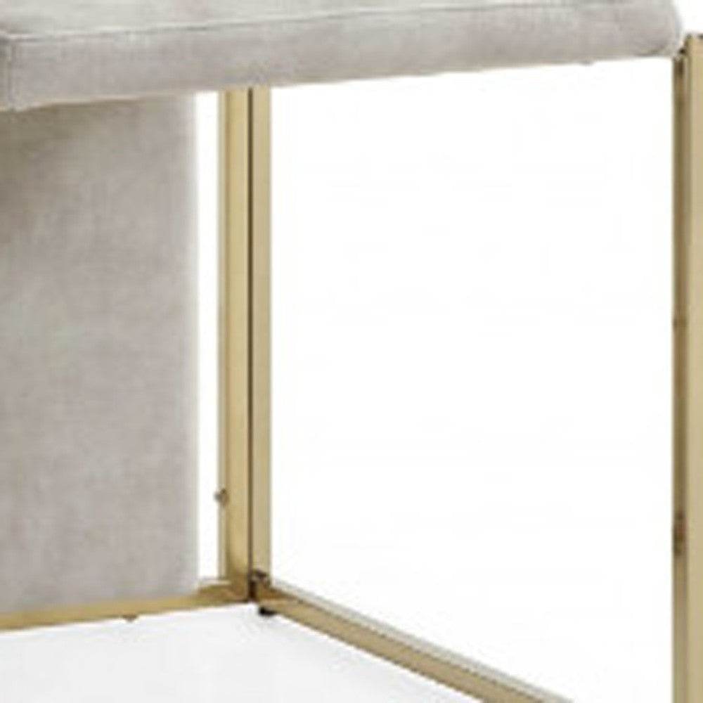 Set of Two Beige and Gold Upholstered Dining Side Chairs - Loft&Timber