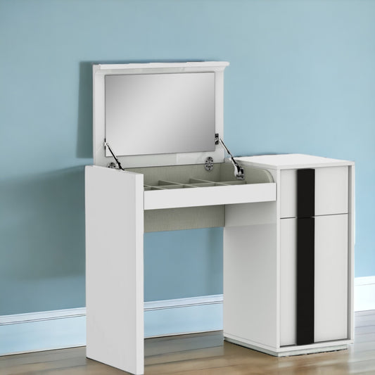 39" White Single Drawer Vanity Chest With Mirror - Loft&Timber