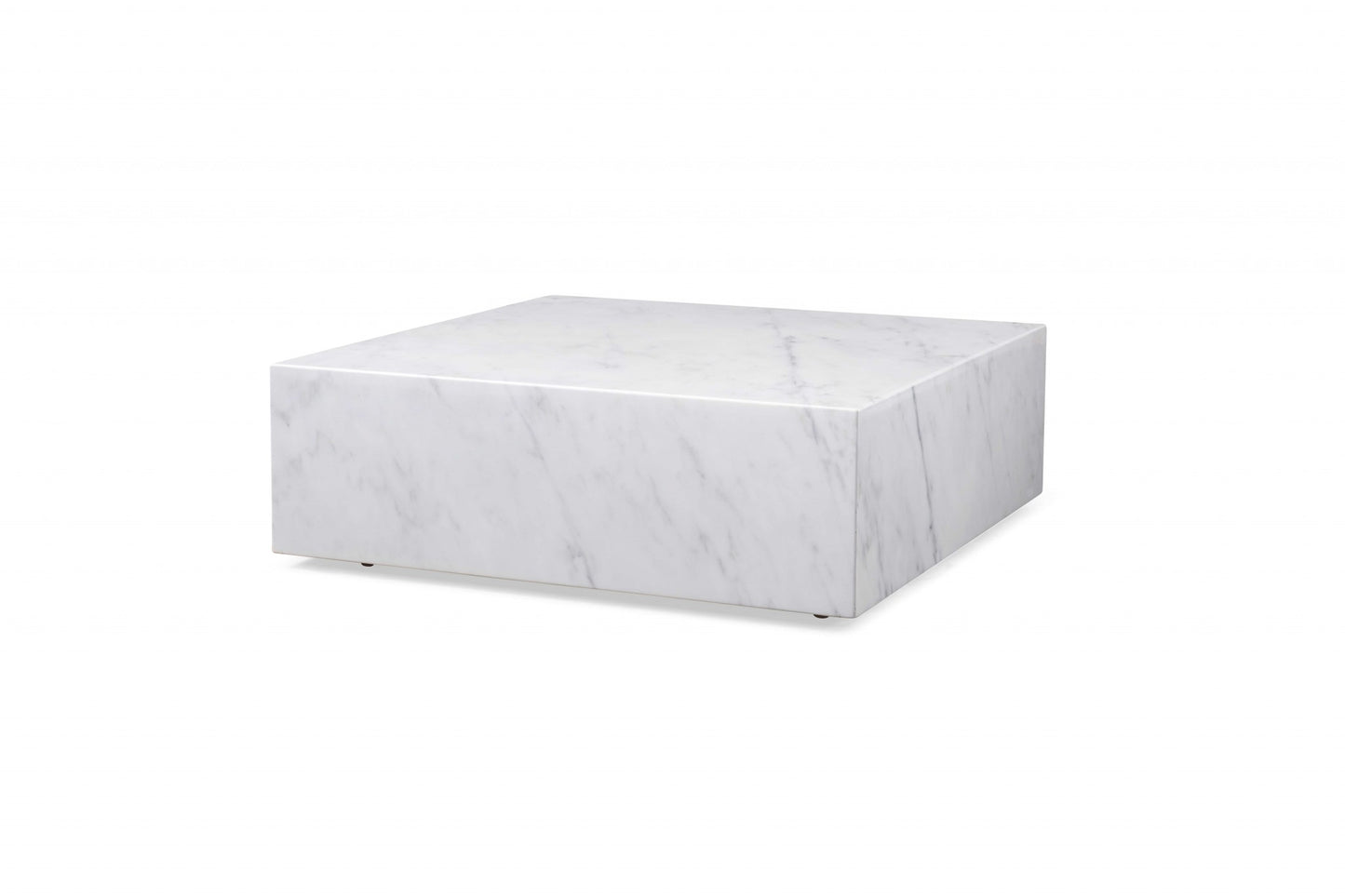 35" White Genuine Marble And Brass Square Coffee Table-2