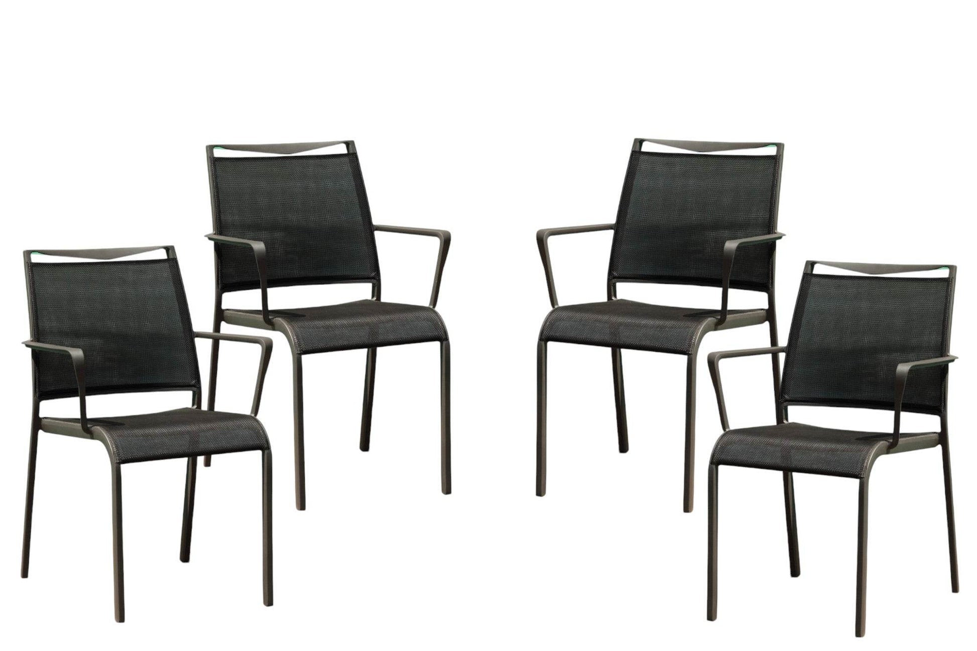 Set of Four Gray Dining Arm Chairs - Loft&Timber