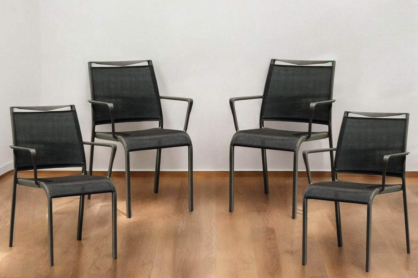 Set of Four Gray Dining Arm Chairs - Loft&Timber