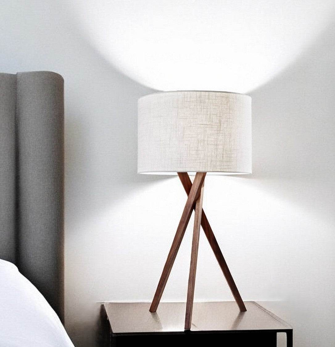 Tripod Leg Walnut Wood Table Lamp - Loft&Timber
