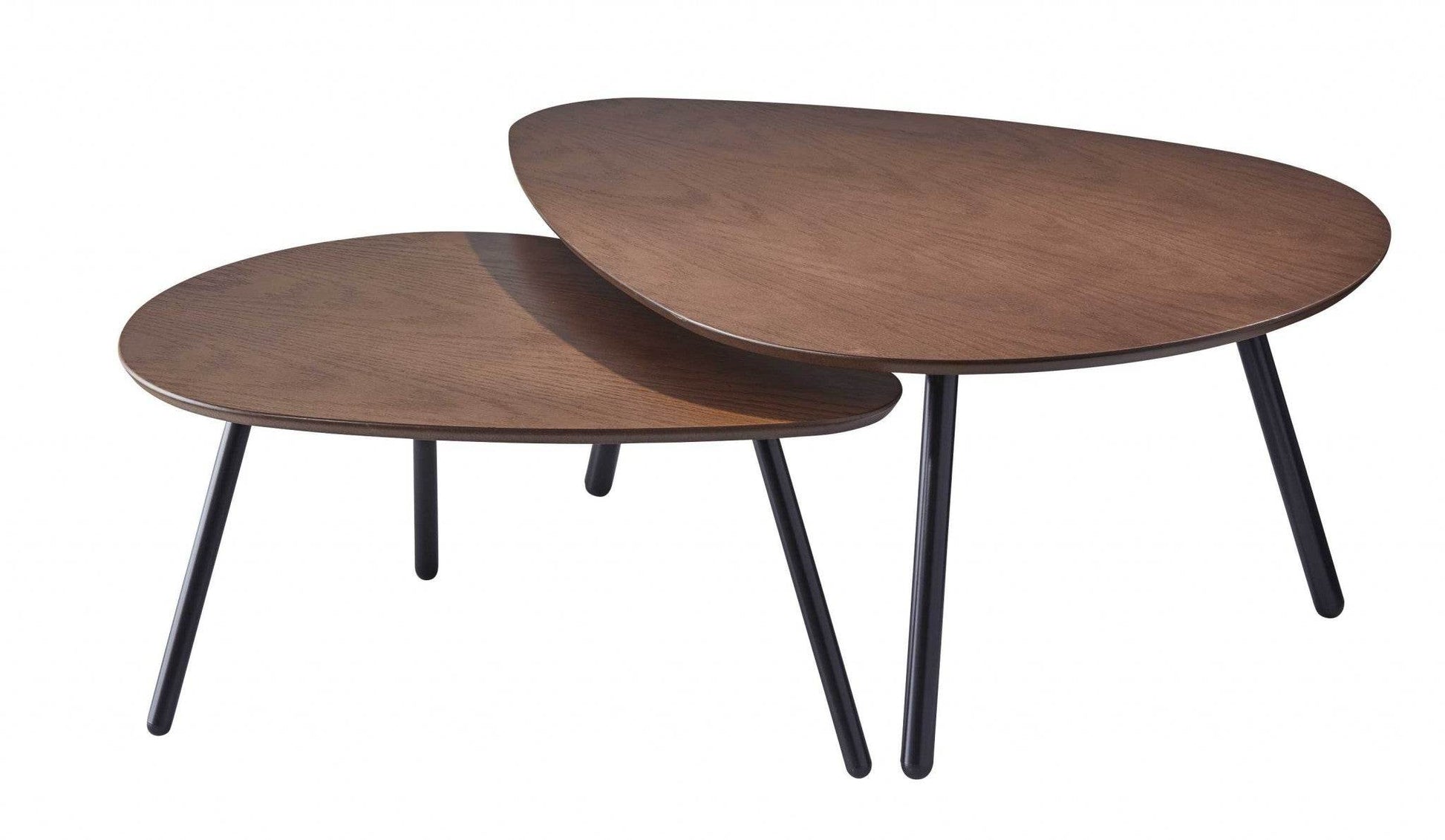 Set of Two Brown And Black Wood And Metal Oval Nested Tables - Loft&Timber