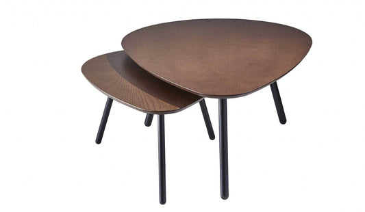 Set of Two Brown And Black Wood And Metal Oval Nested Tables - Loft&Timber