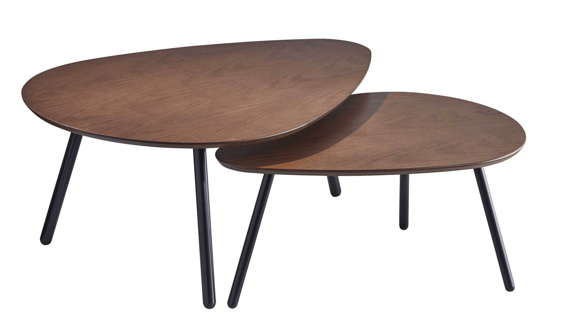 Set of Two Brown And Black Wood And Metal Oval Nested Tables - Loft&Timber