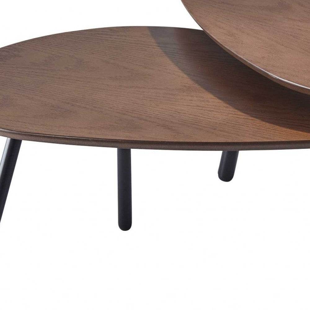 Set of Two Brown And Black Wood And Metal Oval Nested Tables - Loft&Timber