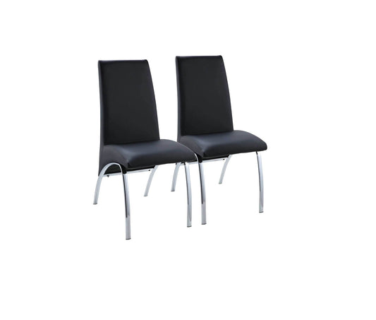 Set of Two Silver Upholstered Faux Leather Dining Side Chairs - Loft&Timber