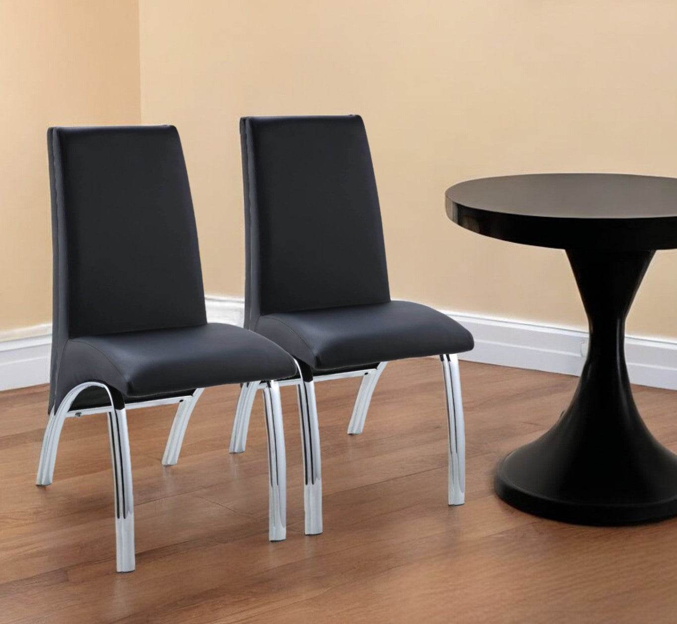 Set of Two Silver Upholstered Faux Leather Dining Side Chairs - Loft&Timber