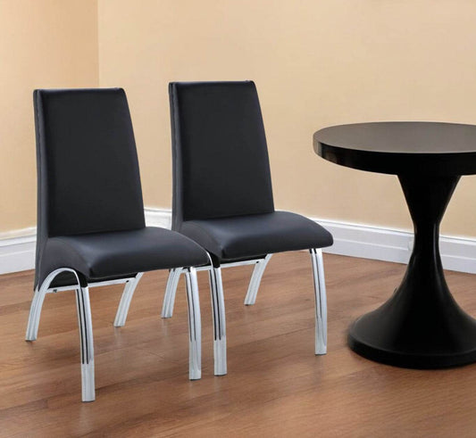 Set of Two Silver Upholstered Faux Leather Dining Side Chairs - Loft&Timber