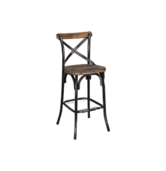 22" Brown And Black Iron Bar Chair - Loft&Timber