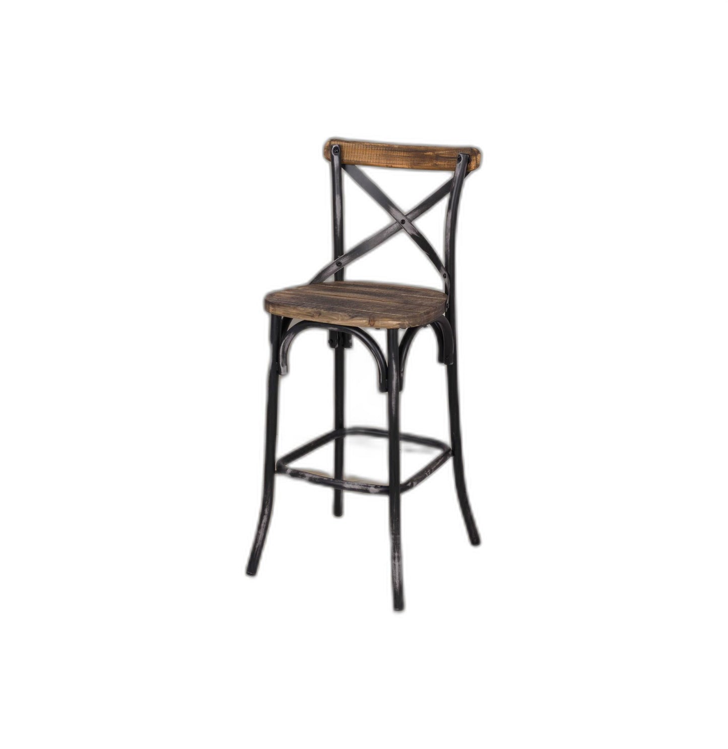 22" Brown And Black Iron Bar Chair - Loft&Timber