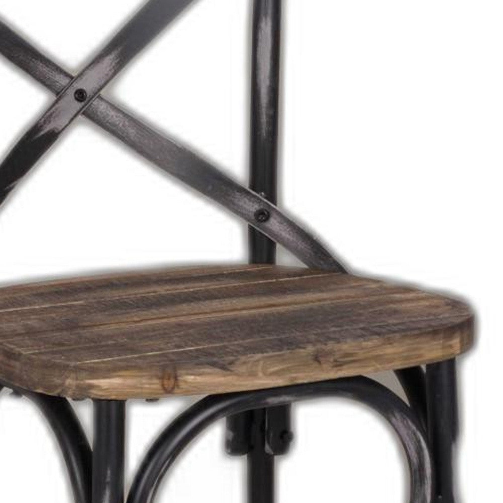 22" Brown And Black Iron Bar Chair - Loft&Timber