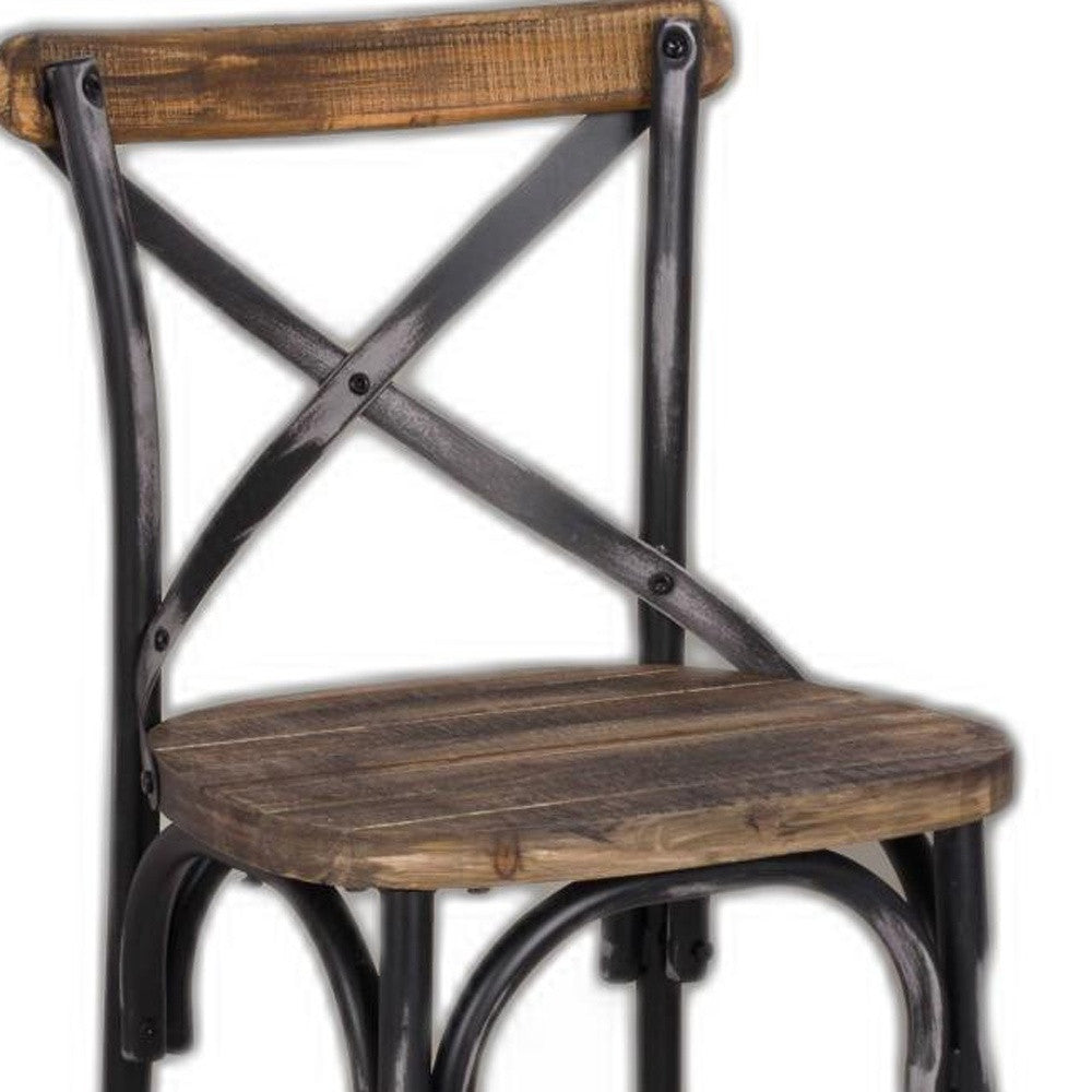 22" Brown And Black Iron Bar Chair - Loft&Timber