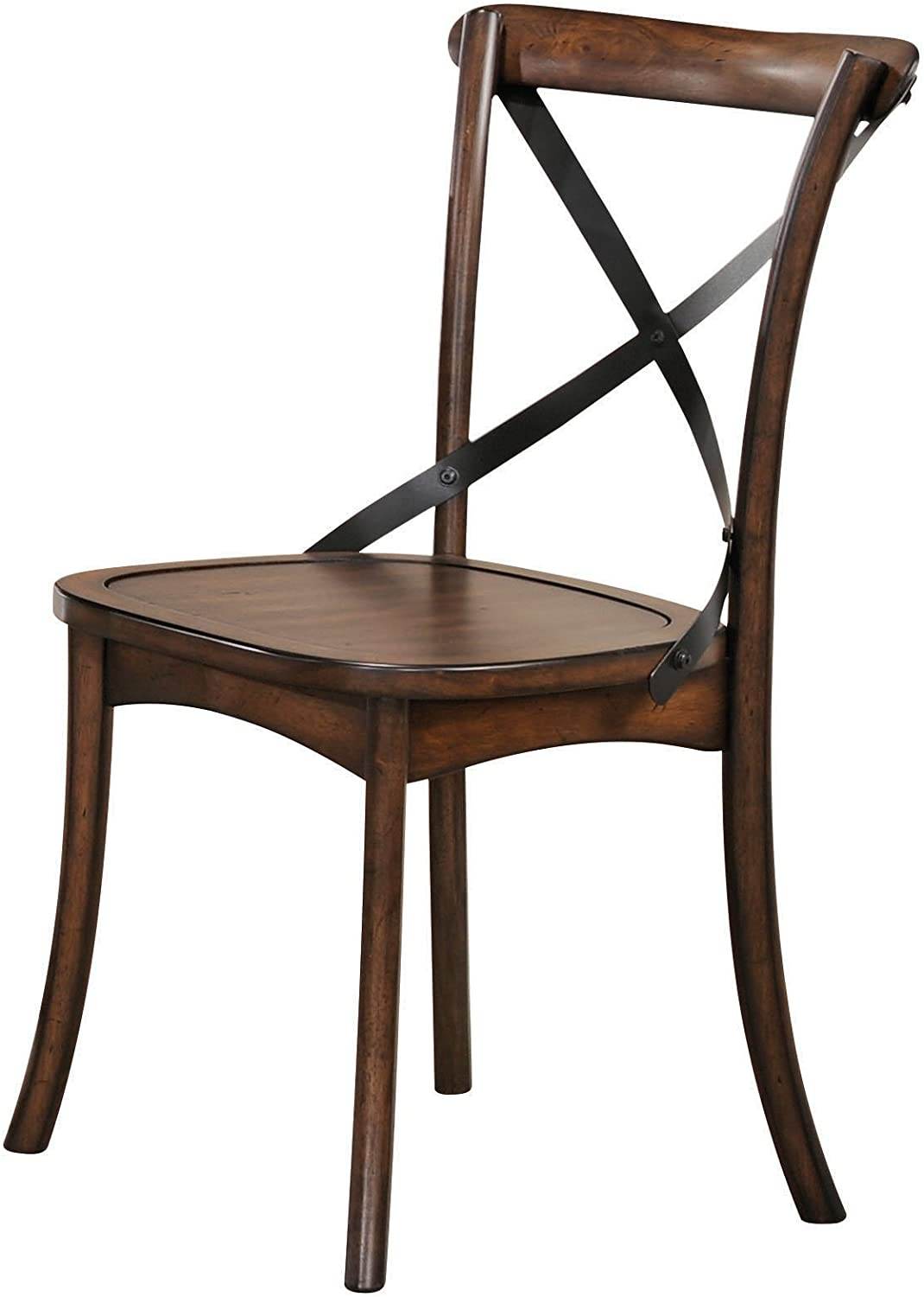 Set of Two Brown Cross Back Dining Side Chairs - Loft&Timber