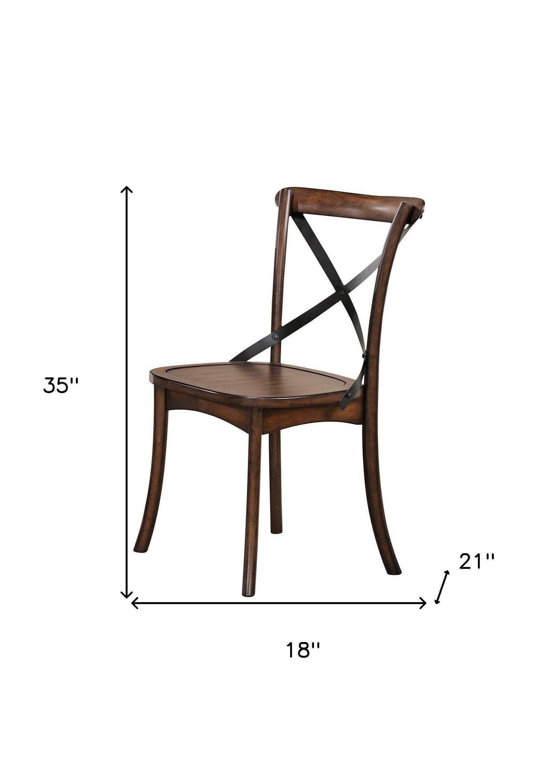Set of Two Brown Cross Back Dining Side Chairs - Loft&Timber